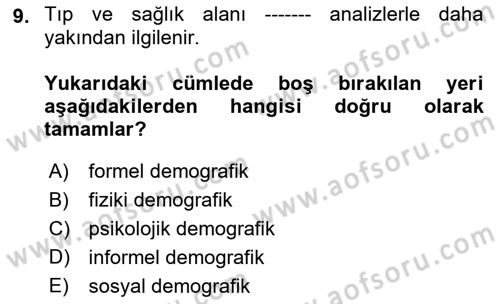 Temel Gerontoloji Dersi 2021 - 2022 Yılı (Vize) Ara Sınav Soruları 9. Soru