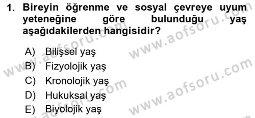 Temel Gerontoloji Dersi 2021 - 2022 Yılı Yaz Okulu Sınav Soruları 1. Soru