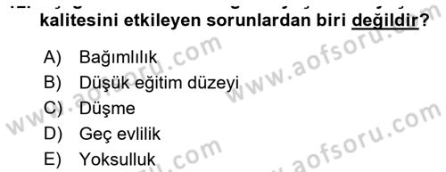Temel Gerontoloji Dersi 2021 - 2022 Yılı Yaz Okulu Sınav Soruları 12. Soru