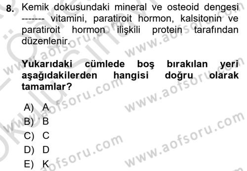 Temel Gerontoloji Dersi 2021 - 2022 Yılı Yaz Okulu Sınav Soruları 8. Soru