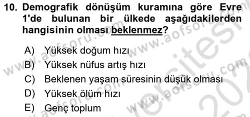 Temel Gerontoloji Dersi 2022 - 2023 Yılı (Vize) Ara Sınav Soruları 10. Soru