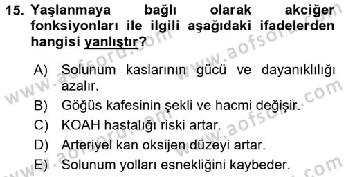 Temel Gerontoloji Dersi 2022 - 2023 Yılı (Vize) Ara Sınav Soruları 15. Soru
