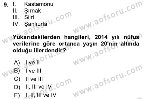 Temel Gerontoloji Dersi 2022 - 2023 Yılı (Vize) Ara Sınav Soruları 9. Soru