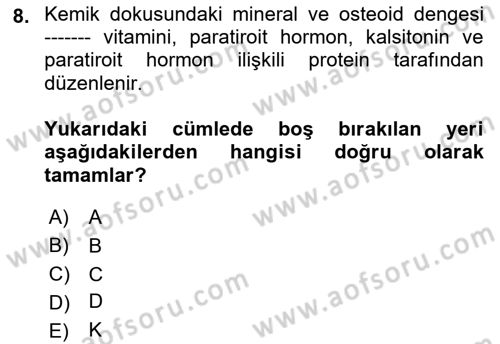 Temel Gerontoloji Dersi 2022 - 2023 Yılı Yaz Okulu Sınav Soruları 8. Soru