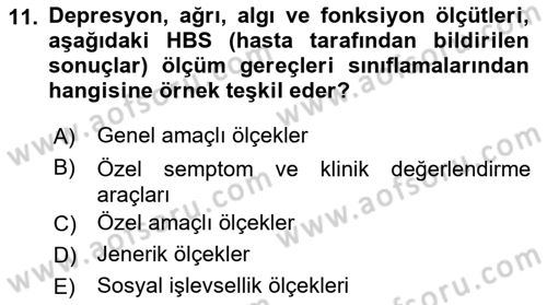 Temel Gerontoloji Dersi 2023 - 2024 Yılı (Final) Dönem Sonu Sınav Soruları 11. Soru