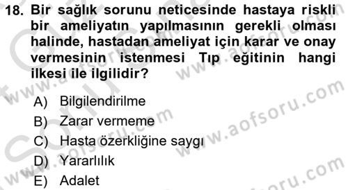 Temel Gerontoloji Dersi 2023 - 2024 Yılı (Final) Dönem Sonu Sınav Soruları 18. Soru
