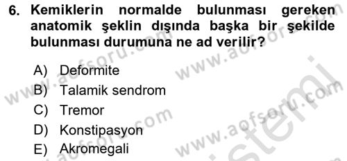 Temel Gerontoloji Dersi 2023 - 2024 Yılı (Final) Dönem Sonu Sınav Soruları 6. Soru