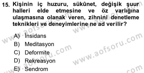 Temel Gerontoloji Dersi 2023 - 2024 Yılı Yaz Okulu Sınav Soruları 15. Soru