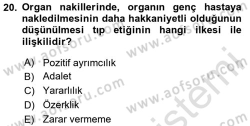 Temel Gerontoloji Dersi 2023 - 2024 Yılı Yaz Okulu Sınav Soruları 20. Soru