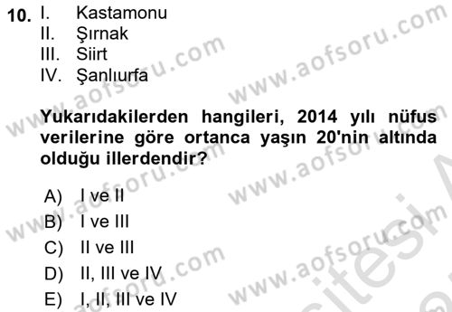 Temel Gerontoloji Dersi 2024 - 2025 Yılı (Vize) Ara Sınavı 10. Soru