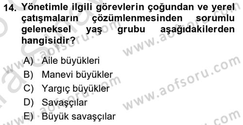 Temel Gerontoloji Dersi 2024 - 2025 Yılı (Vize) Ara Sınavı 14. Soru