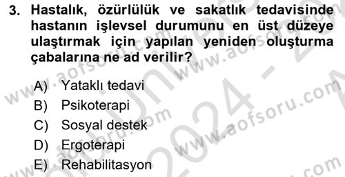 Temel Gerontoloji Dersi 2024 - 2025 Yılı (Vize) Ara Sınavı 3. Soru