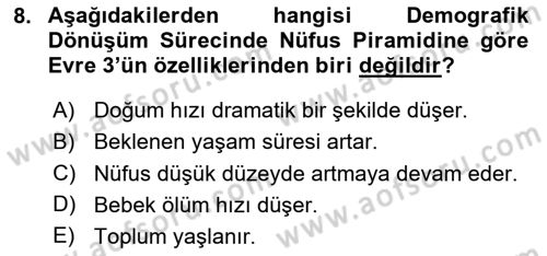 Temel Gerontoloji Dersi 2024 - 2025 Yılı (Vize) Ara Sınavı 8. Soru