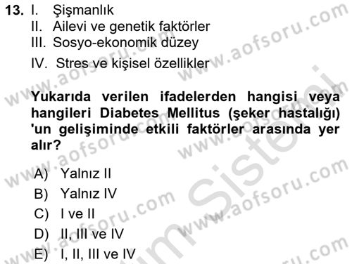Temel Gerontoloji Dersi 2024 - 2025 Yılı Yaz Okulu Sınav Soruları 13. Soru