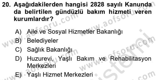 Temel Gerontoloji Dersi 2024 - 2025 Yılı Yaz Okulu Sınav Soruları 20. Soru