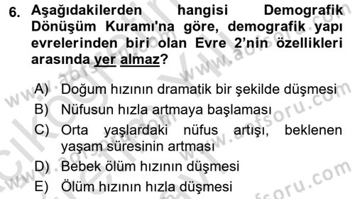 Temel Gerontoloji Dersi 2024 - 2025 Yılı Yaz Okulu Sınav Soruları 6. Soru