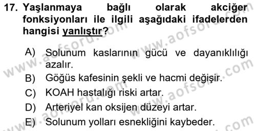 Temel Gerontoloji Dersi 2025 - 2026 Yılı (Vize) Ara Sınav Soruları 17. Soru