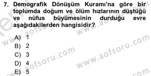 Temel Gerontoloji Dersi 2025 - 2026 Yılı (Vize) Ara Sınav Soruları 7. Soru