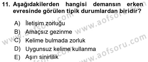 Temel Gerontoloji Dersi 2025 - 2026 Yılı (Final) Dönem Sonu Sınav Soruları 11. Soru