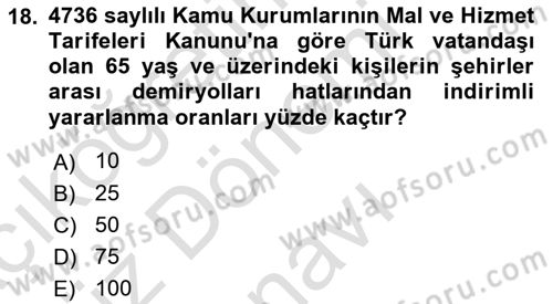 Temel Gerontoloji Dersi 2025 - 2026 Yılı (Final) Dönem Sonu Sınav Soruları 18. Soru