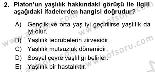 Temel Gerontoloji Dersi 2025 - 2026 Yılı (Final) Dönem Sonu Sınav Soruları 2. Soru