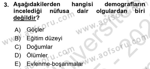 Temel Gerontoloji Dersi 2025 - 2026 Yılı (Final) Dönem Sonu Sınav Soruları 3. Soru