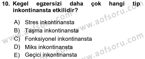 Yaşlı Bakımı İlke Ve Uygulamaları Dersi 2016 - 2017 Yılı 3 Ders Sınav Soruları 10. Soru