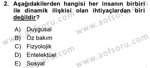 Yaşlı Bakımı İlke Ve Uygulamaları Dersi 2016 - 2017 Yılı 3 Ders Sınav Soruları 2. Soru
