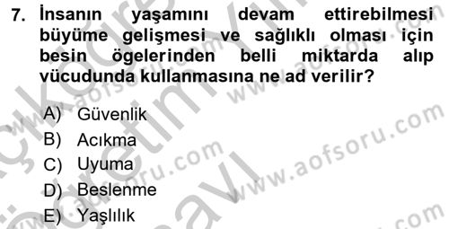 Yaşlı Bakımı İlke Ve Uygulamaları Dersi 2016 - 2017 Yılı 3 Ders Sınav Soruları 7. Soru
