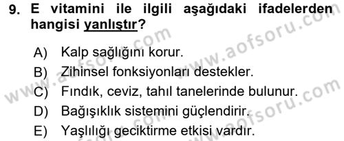 Yaşlı Bakımı İlke Ve Uygulamaları Dersi 2016 - 2017 Yılı (Vize) Ara Sınav Soruları 9. Soru
