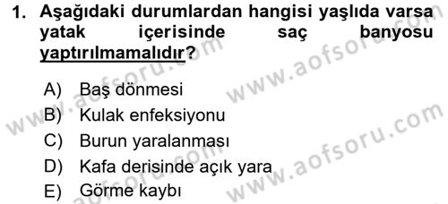 Yaşlı Bakımı İlke Ve Uygulamaları Dersi 2016 - 2017 Yılı (Final) Dönem Sonu Sınav Soruları 1. Soru