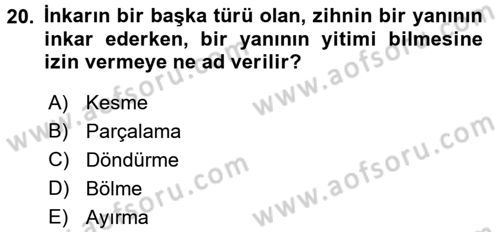 Yaşlı Bakımı İlke Ve Uygulamaları Dersi 2016 - 2017 Yılı (Final) Dönem Sonu Sınav Soruları 20. Soru