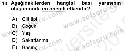 Yaşlı Bakımı İlke Ve Uygulamaları Dersi 2017 - 2018 Yılı (Vize) Ara Sınav Soruları 13. Soru