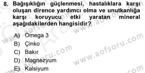 Yaşlı Bakımı İlke Ve Uygulamaları Dersi 2017 - 2018 Yılı (Vize) Ara Sınav Soruları 8. Soru