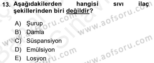 Yaşlı Bakımı İlke Ve Uygulamaları Dersi 2017 - 2018 Yılı (Final) Dönem Sonu Sınav Soruları 13. Soru