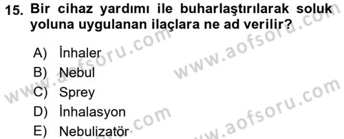 Yaşlı Bakımı İlke Ve Uygulamaları Dersi 2017 - 2018 Yılı (Final) Dönem Sonu Sınav Soruları 15. Soru