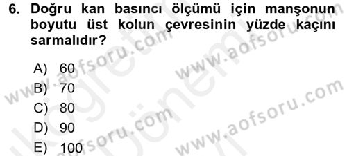 Yaşlı Bakımı İlke Ve Uygulamaları Dersi 2017 - 2018 Yılı (Final) Dönem Sonu Sınav Soruları 6. Soru