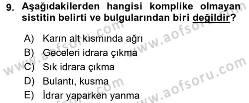 Yaşlı Bakımı İlke Ve Uygulamaları Dersi 2017 - 2018 Yılı (Final) Dönem Sonu Sınav Soruları 9. Soru