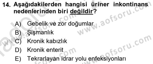 Yaşlı Bakımı İlke Ve Uygulamaları Dersi 2018 - 2019 Yılı 3 Ders Sınav Soruları 14. Soru