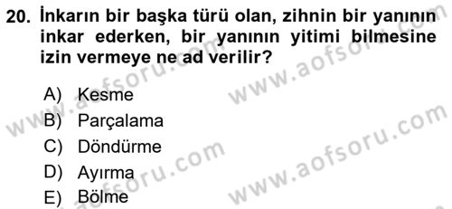Yaşlı Bakımı İlke Ve Uygulamaları Dersi 2018 - 2019 Yılı 3 Ders Sınav Soruları 20. Soru