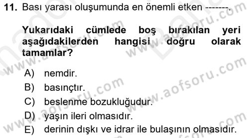 Yaşlı Bakımı İlke Ve Uygulamaları Dersi 2018 - 2019 Yılı (Vize) Ara Sınav Soruları 11. Soru