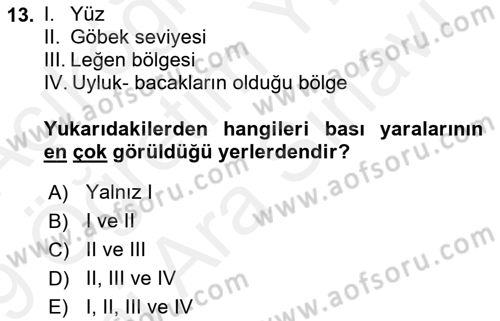 Yaşlı Bakımı İlke Ve Uygulamaları Dersi 2018 - 2019 Yılı (Vize) Ara Sınav Soruları 13. Soru