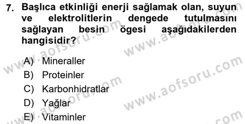 Yaşlı Bakımı İlke Ve Uygulamaları Dersi 2018 - 2019 Yılı (Vize) Ara Sınav Soruları 7. Soru