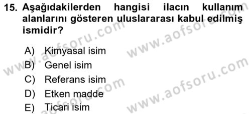 Yaşlı Bakımı İlke Ve Uygulamaları Dersi 2018 - 2019 Yılı (Final) Dönem Sonu Sınav Soruları 15. Soru