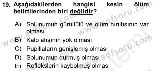 Yaşlı Bakımı İlke Ve Uygulamaları Dersi 2018 - 2019 Yılı (Final) Dönem Sonu Sınav Soruları 19. Soru
