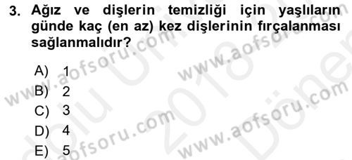 Yaşlı Bakımı İlke Ve Uygulamaları Dersi 2018 - 2019 Yılı (Final) Dönem Sonu Sınav Soruları 3. Soru