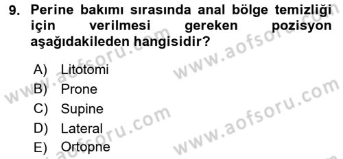 Yaşlı Bakımı İlke Ve Uygulamaları Dersi 2018 - 2019 Yılı (Final) Dönem Sonu Sınav Soruları 9. Soru