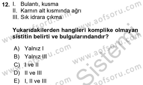 Yaşlı Bakımı İlke Ve Uygulamaları Dersi 2018 - 2019 Yılı Yaz Okulu Sınav Soruları 12. Soru
