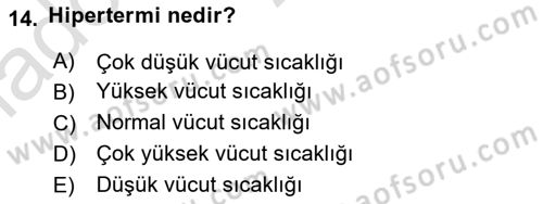 Yaşlı Bakımı İlke Ve Uygulamaları Dersi 2020 - 2021 Yılı Yaz Okulu Sınav Soruları 14. Soru