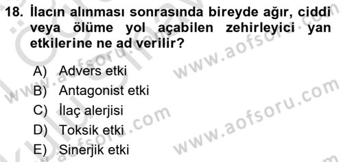 Yaşlı Bakımı İlke Ve Uygulamaları Dersi 2020 - 2021 Yılı Yaz Okulu Sınav Soruları 18. Soru